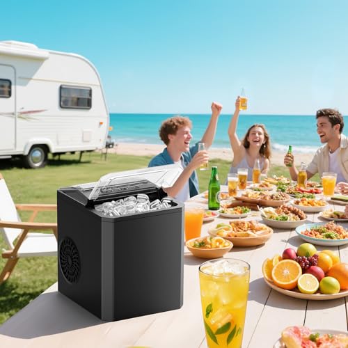 White Nugget Ice Maker Machine, 26lbs in 24Hrs, Auto-Cleaning Portable Ice Maker with Basket and Scoop T9648