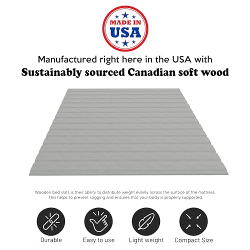 0.75-Inch Heavy Duty Vertical Wooden Bunkie Board/Bed Slats with Cover, Twin XL, Grey K4178