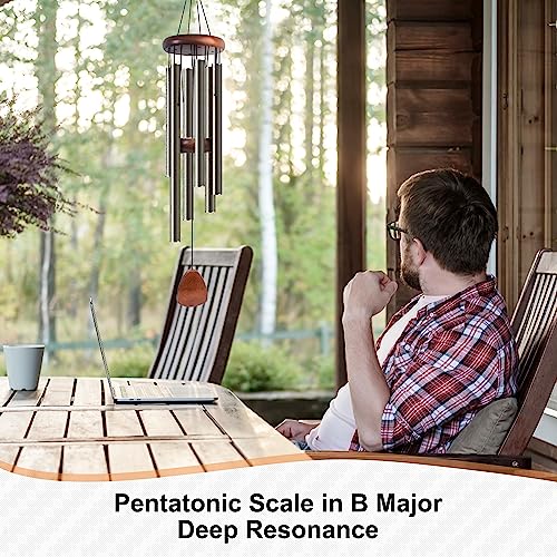 Large Aluminium Wind Chimes 37 Inches White O144692
