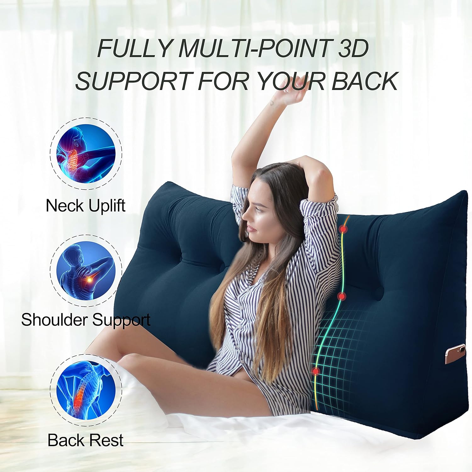 Deep Blue Velvet Large Reading Pillow Y6334