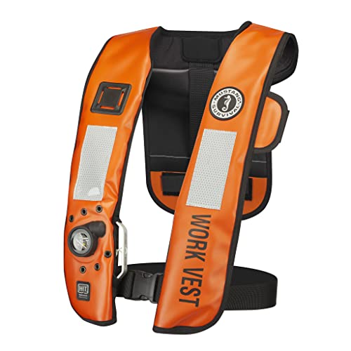 Orange & Black Inflatable Work Vest, 35 lb. Buoyancy Y981