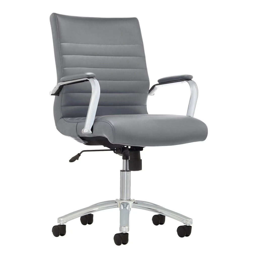 Gray Bonded Leather Mid-Back Chair D944