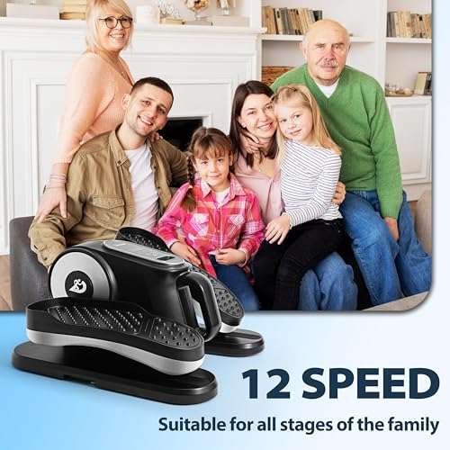Under Desk Elliptical Machine with Remote, 12 Speed Levels, Quiet Portable Machine I19866