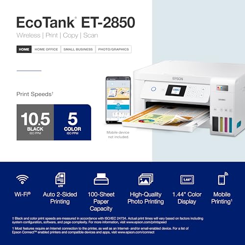 White Wireless All-in-One Supertank Printer with Scan, Copy and Auto 2-sided Printing F9215