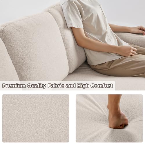 Beige L-Shaped Sleeper Sectional Couch with Storage Chaise J422