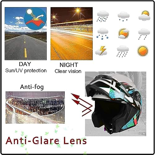 Flip up Front Motorcycle Helmet, Night Vision Modular Integrated Helmet, Lightweight Helmet T979627