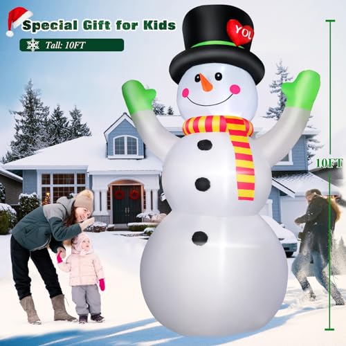 10 FT Christmas Inflatables Snowman Outdoor Yard Decorations with LED Lights V555