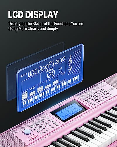 Black 61 Key Electric Piano Keyboard Kit with Stand, Stool, Microphone B664