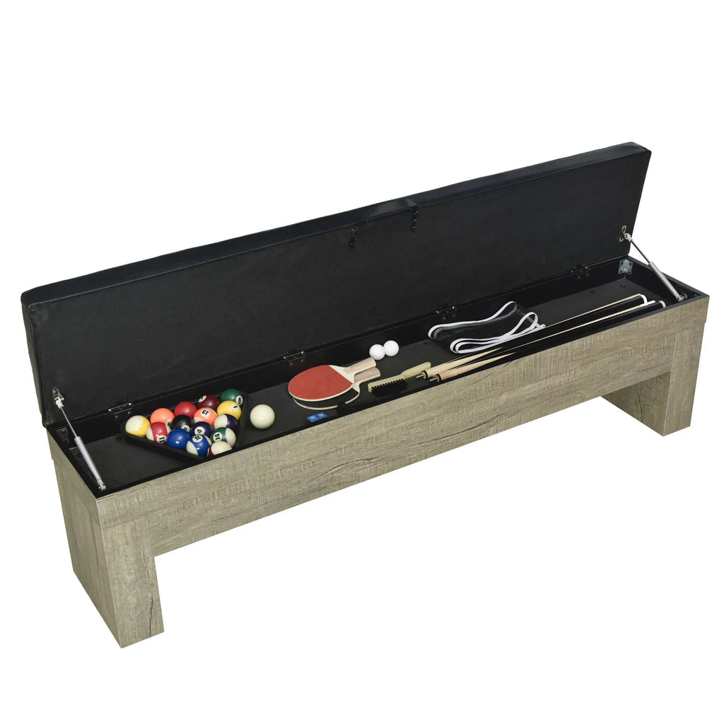 Rustic Gray 7-ft Pool Table Combo Set with Benches S75467