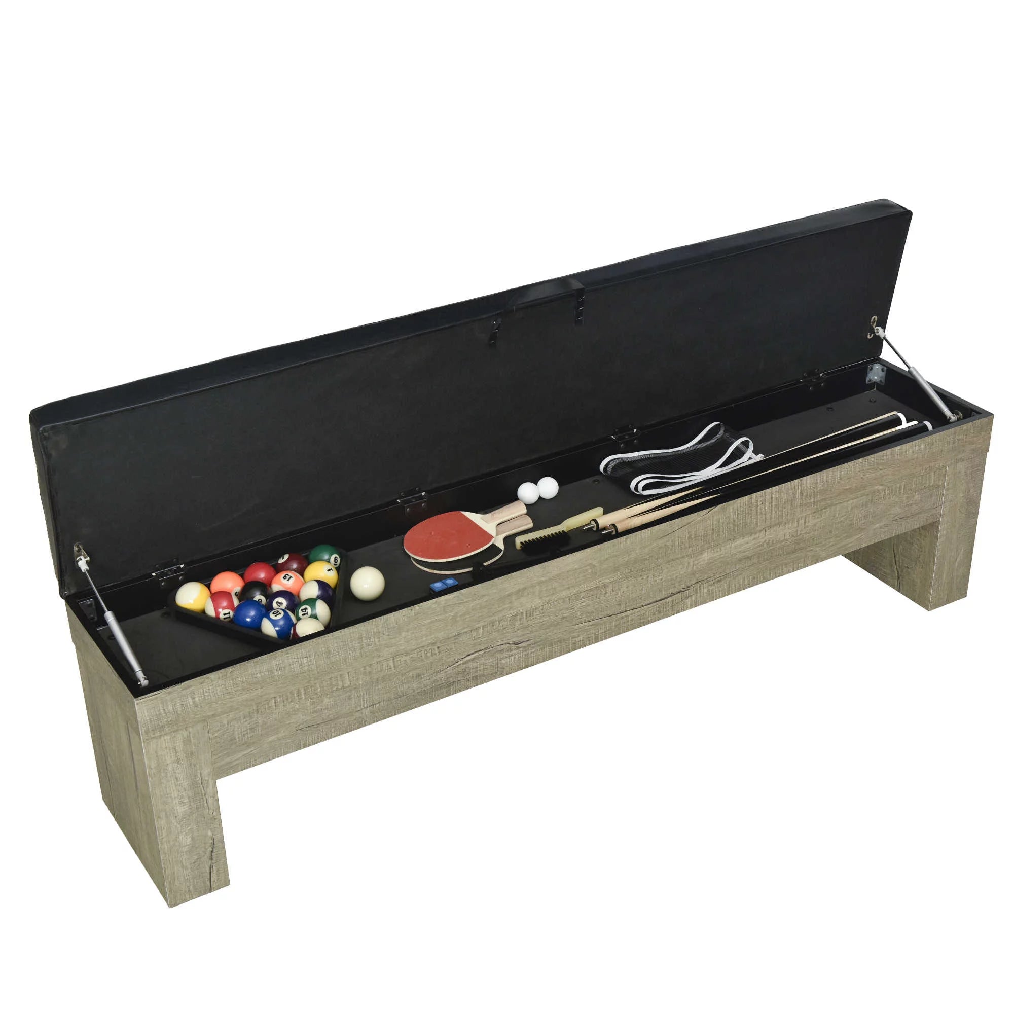 Rustic Gray 7-ft Pool Table Combo Set with Benches S75467