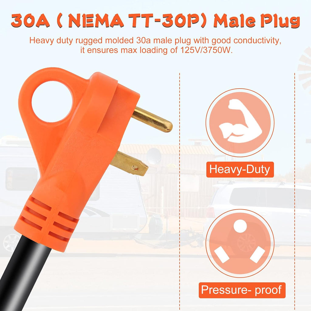 30 Amp Male to 50 Amp Female RV Adapter Cord 12inch W141422