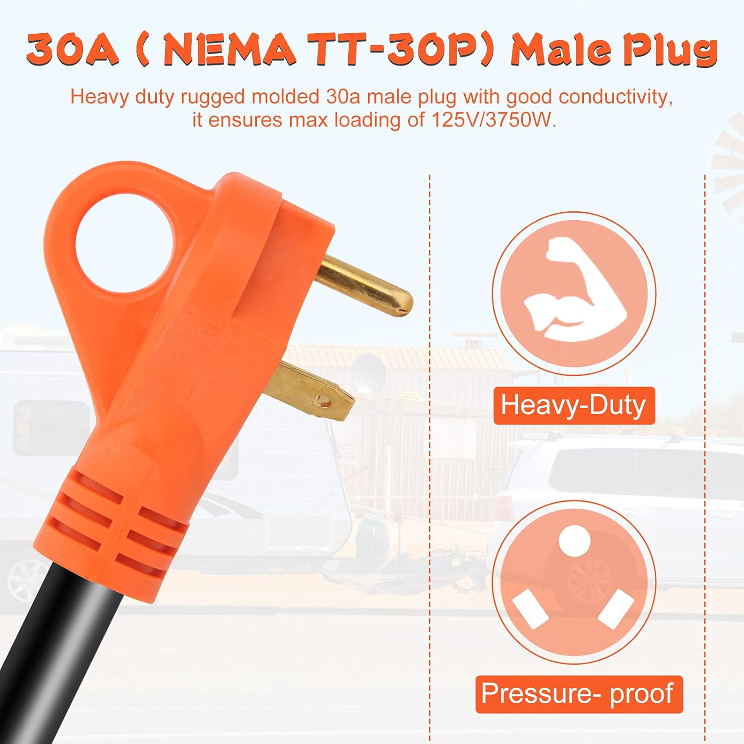 30 Amp Male to 50 Amp Female RV Adapter Cord 12inch W141422