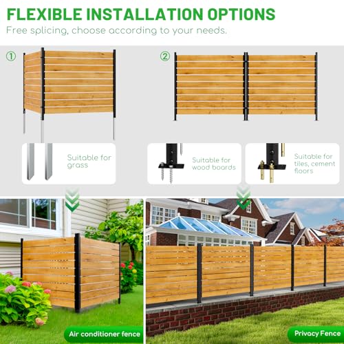 2 Panels No Dig Wooden Privacy Fence Screen, 42" H X 40" W Outdoor Fence V762693