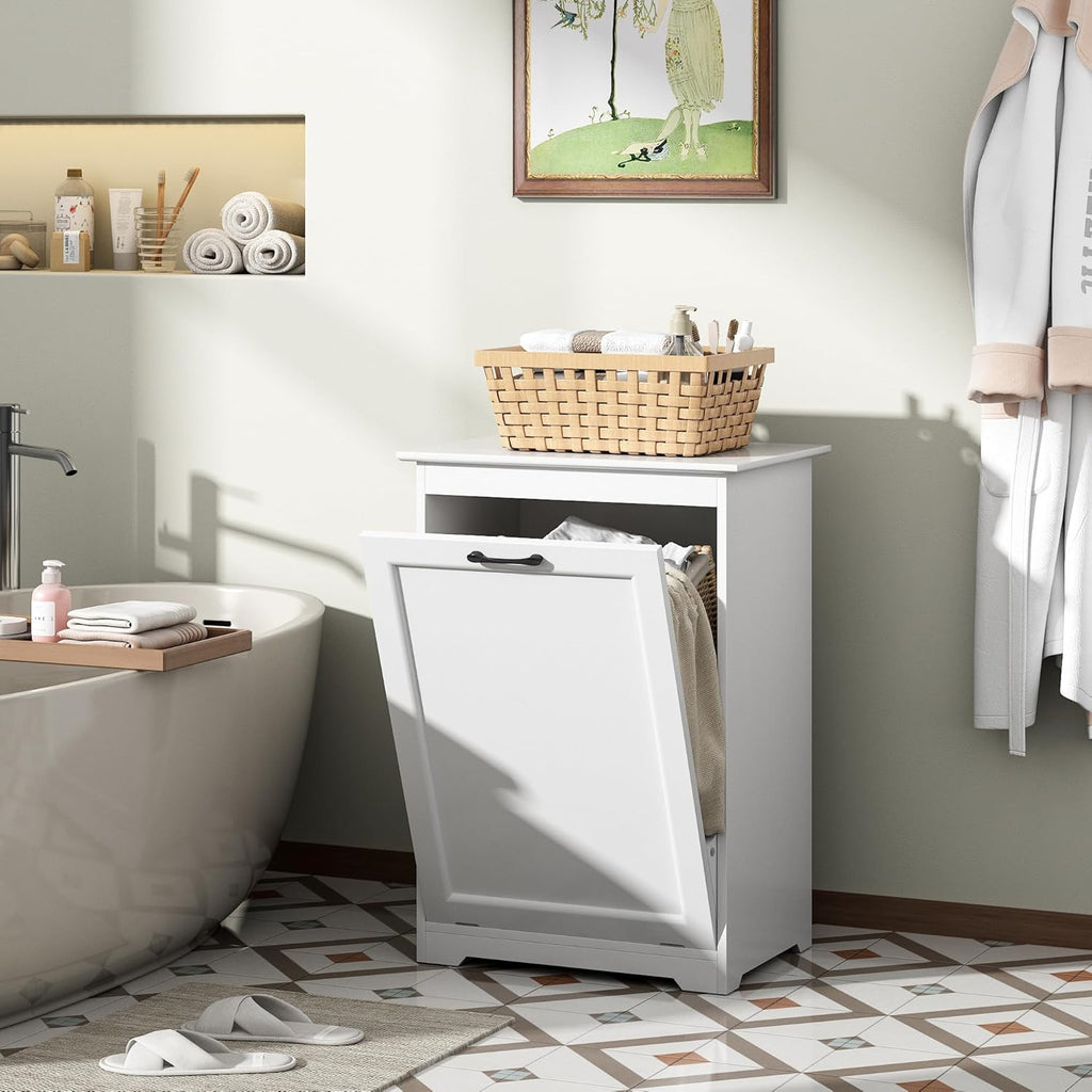 White Tilt Out Trash Cabinet F7182