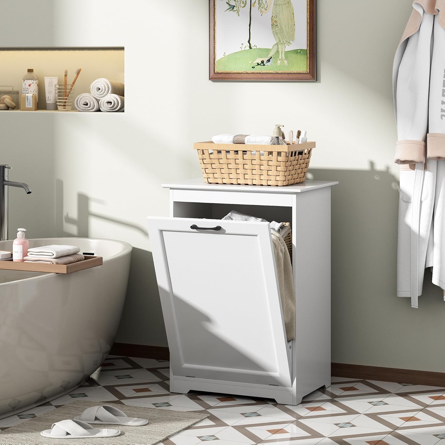 White Tilt Out Trash Cabinet F7182