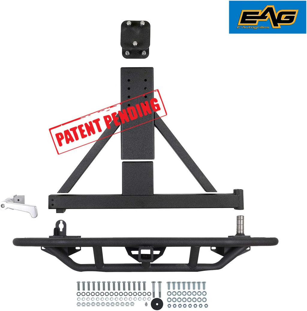 Black Tubular Rear Bumper with Tire Carrier Z27259