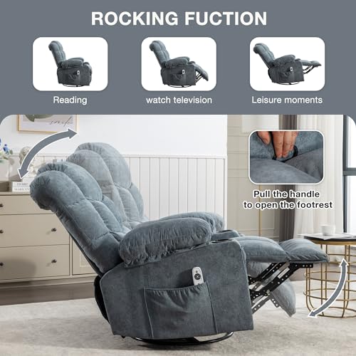 Brown Fabric Electric Recliner Chair with Lumbar Support and Cup Holders Q35470