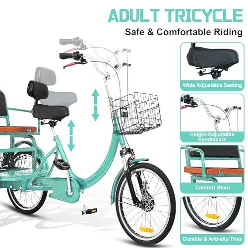 Adult Tricycle, 20 Inch 3-Wheel Bike with Seat and Baskets N6037