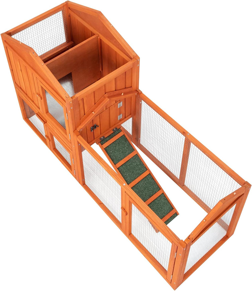 61" Wooden Chicken Coop on Wheels with Waterproof Tray Z9426
