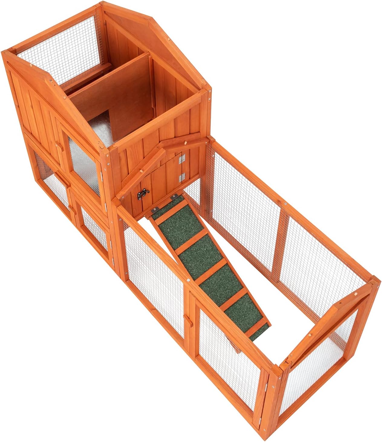 61" Wooden Chicken Coop on Wheels with Waterproof Tray Z9426