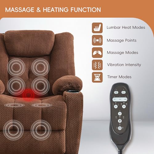 Brown Dual Motor Power Lift Recliner with Massage and Heat G71077