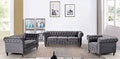 3-Piece Velvet Chesterfield Sofa Set, Grey J963728
