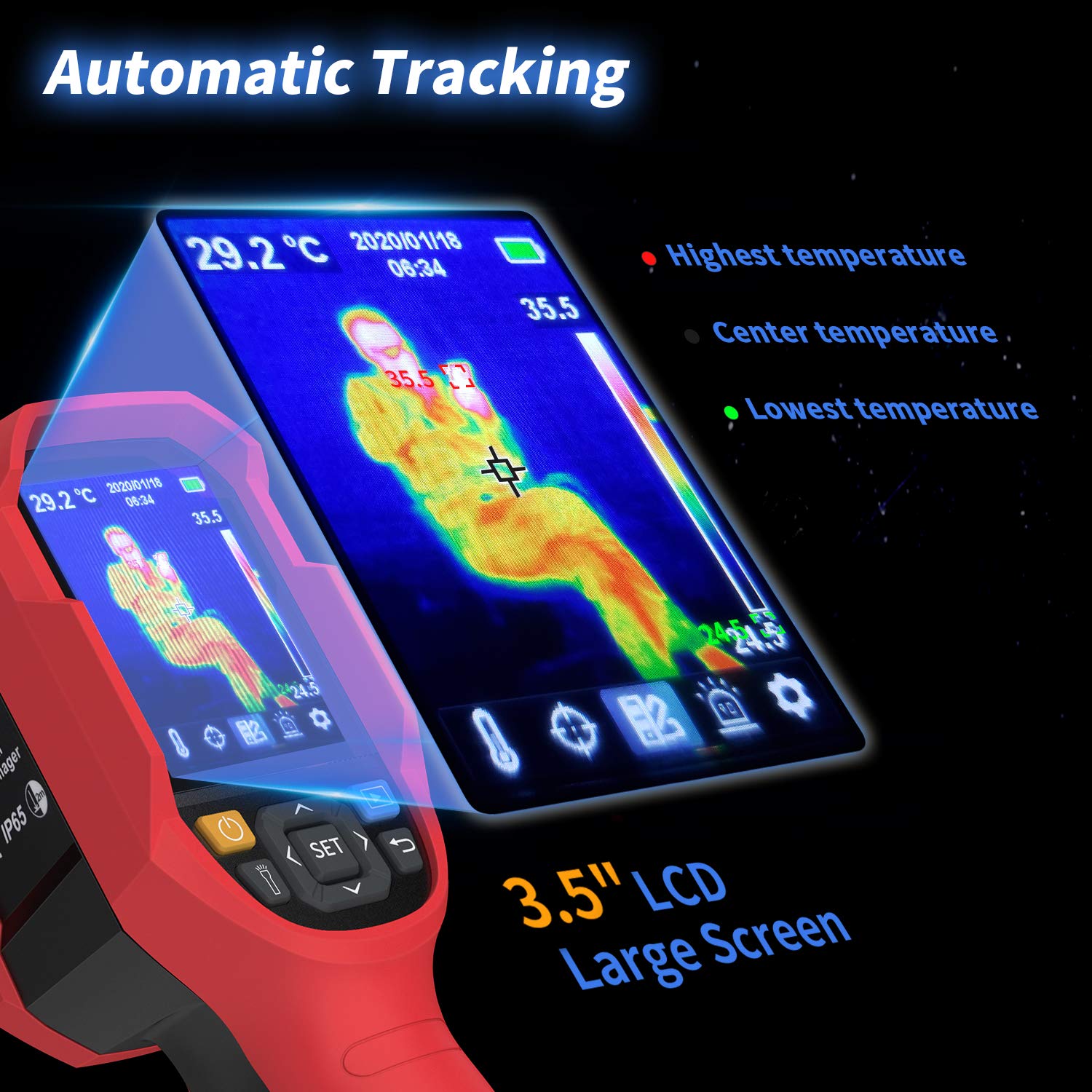 35200 Pixels Infrared Thermal Imager Camera with 3.5” LCD Display K728837