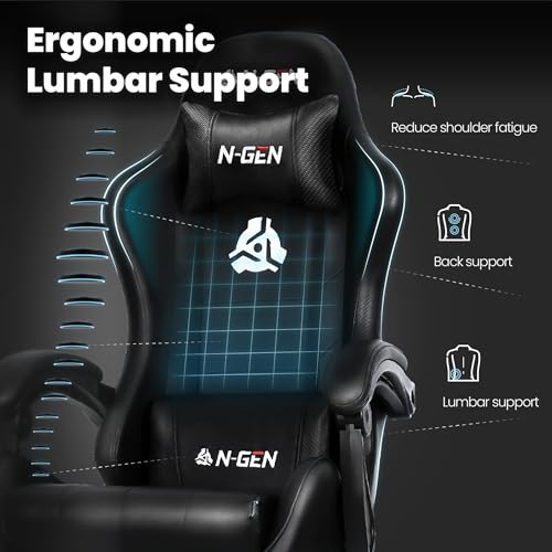 Black Ergonomic High Back Gaming Chair with Footrest W178