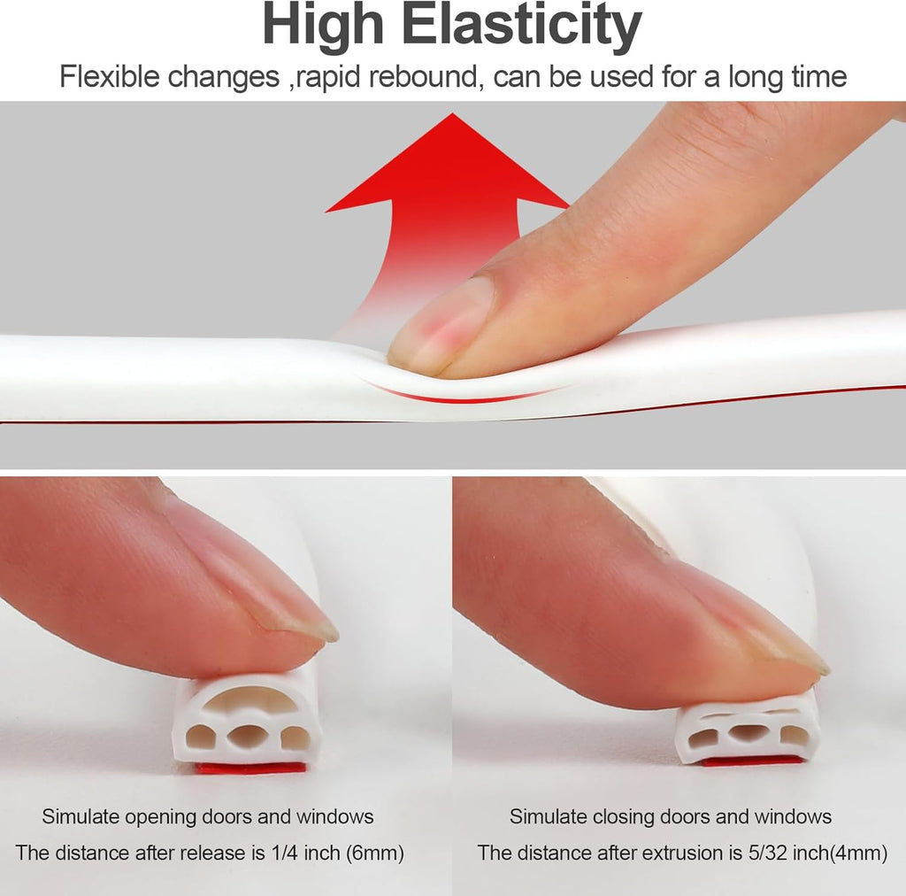 40 Feet Silicone Door Weather Stripping Self-Adhesive Seal Strip F67594