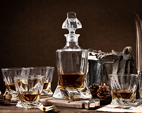 Whiskey Decanter Set with 4 Glasses in Gift Box B9782