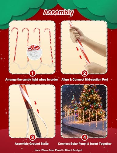 24 Pack 28" Solar Candy Cane Path Lights with Stakes U12131