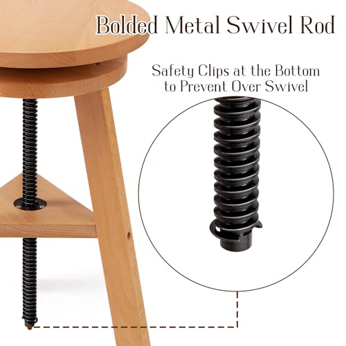Natural Solid Beech Wood Swivel Stool I990