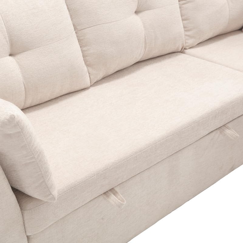 Orange L Shaped Convertible Sectional Sofa with Chaise Z498065