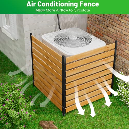 2 Panels No Dig Wooden Privacy Fence Screen, 42" H X 40" W Outdoor Fence V762693