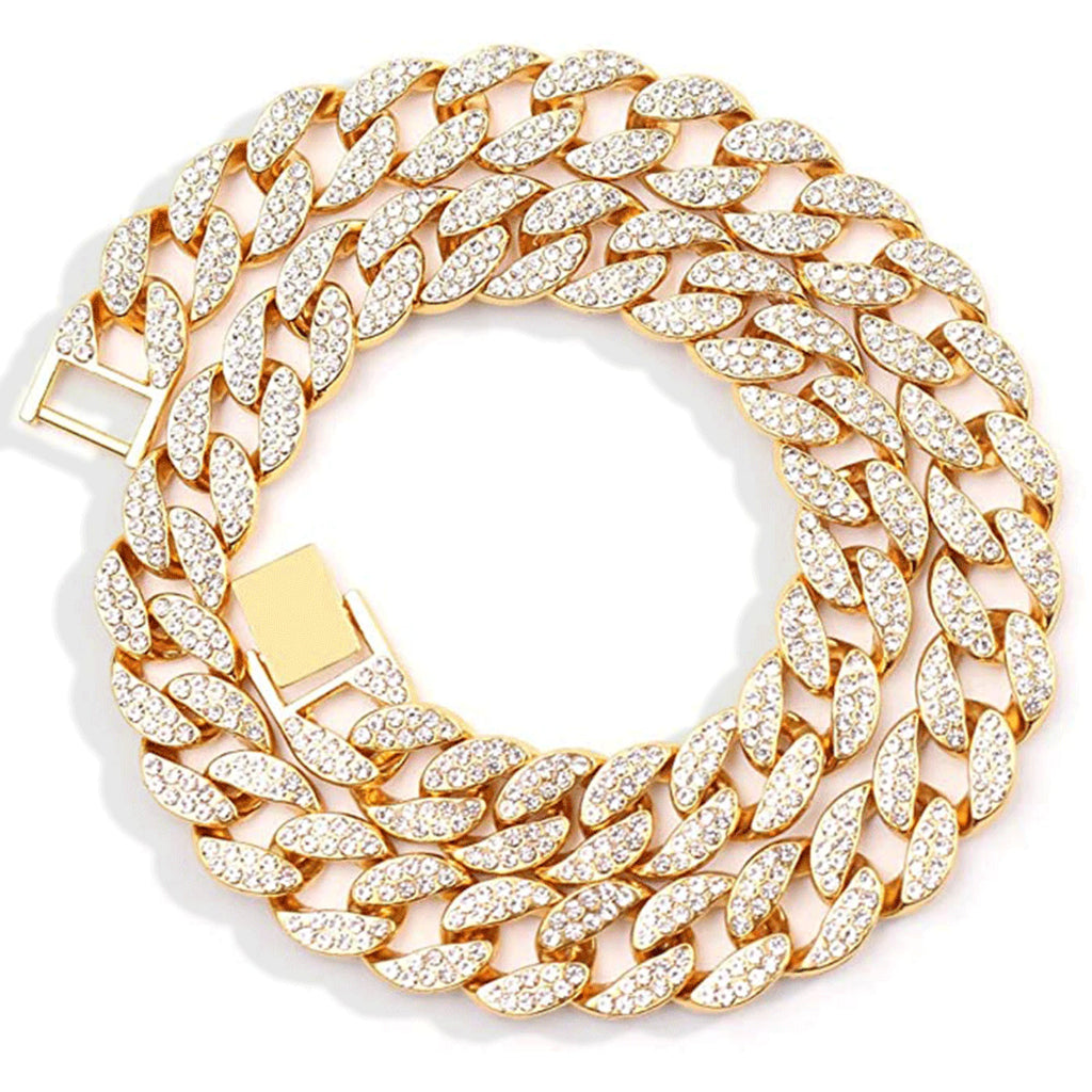 Gold Cuban Link Necklace 15mm E365138