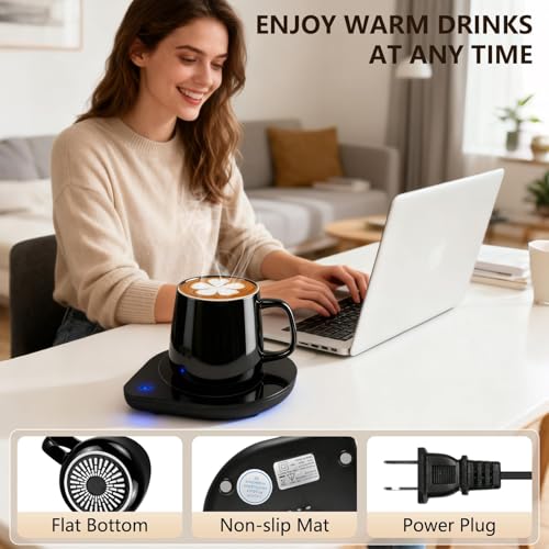 Mug Warmer with Cup Set, Electric Mug Heater with Adjustable Temperature E35158