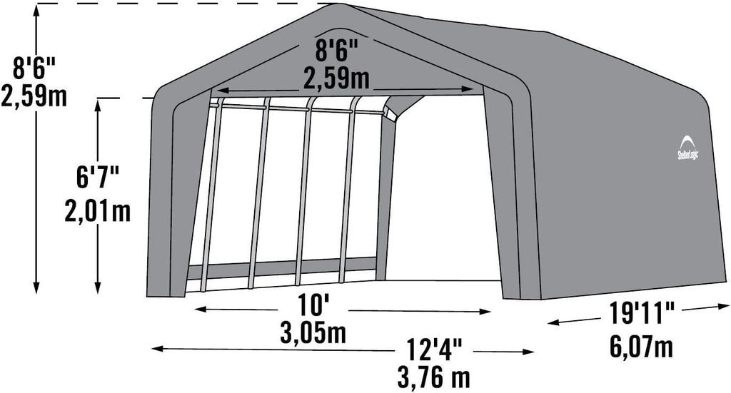 Grey 12 x 20 x 8 ft Garage-in-a-Box V4326