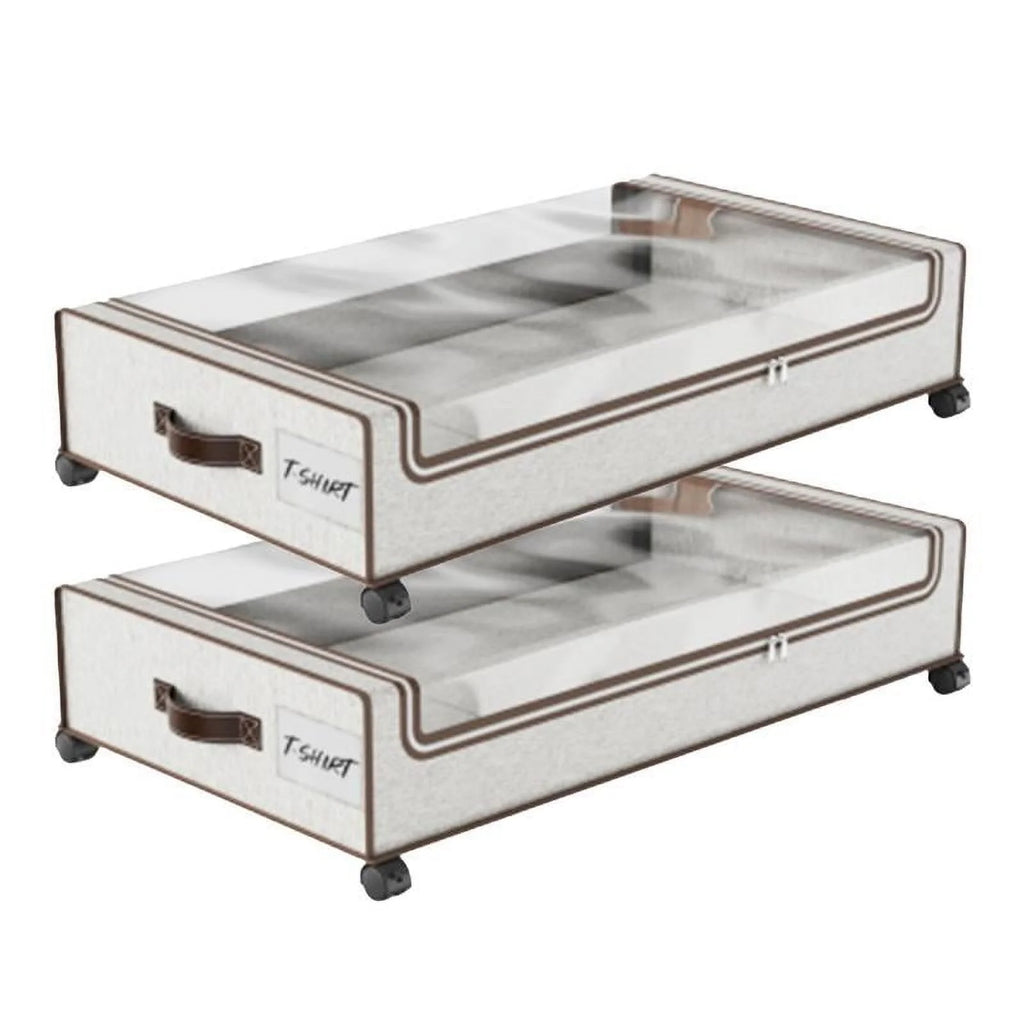 2-Pack Underbed Storage Boxes with Silent Wheels and Clear PVC Window Z3994