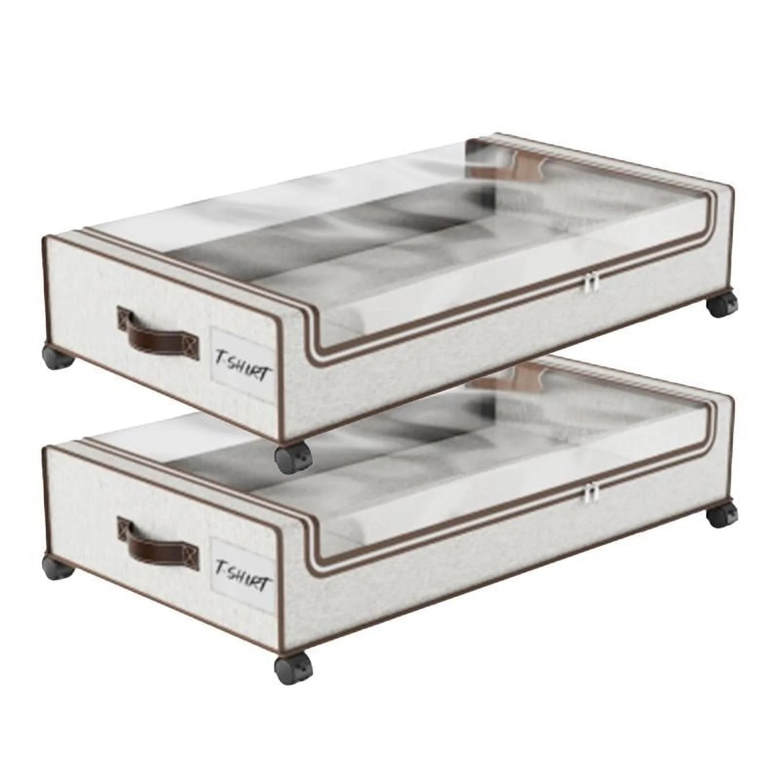 2-Pack Underbed Storage Boxes with Silent Wheels and Clear PVC Window Z3994