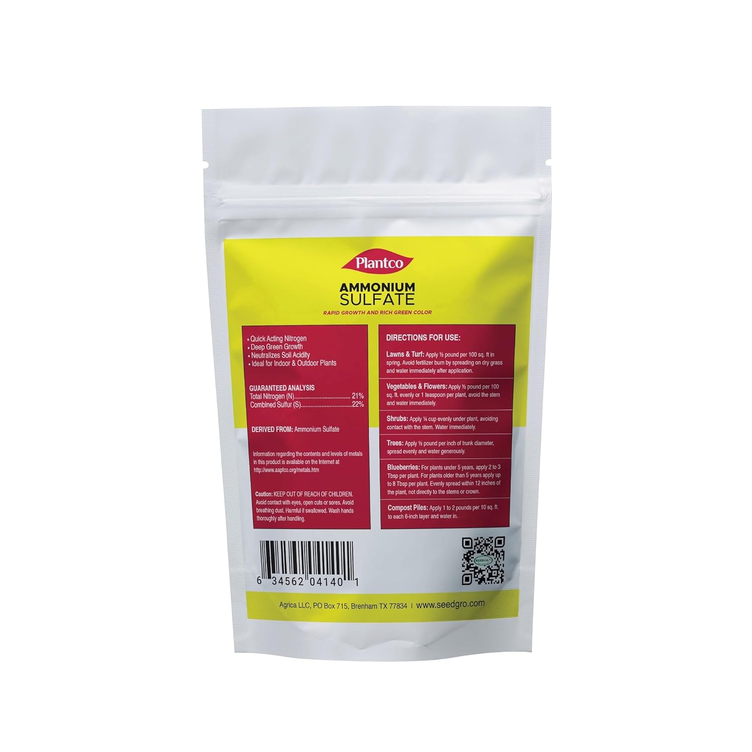 Ammonium Sulfate 21-0-0 Fertilizer 2 lb Bag M81779