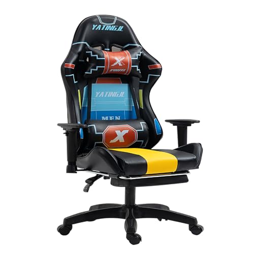 White Leather Swivel Gaming Chair with Footrest G77972
