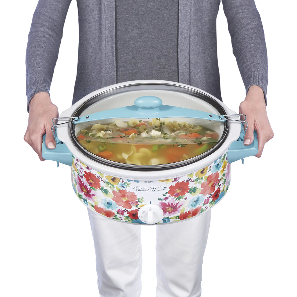 Portable Slow Cooker, 6 Quart, Removable Crock, Breezy Blossom F435696