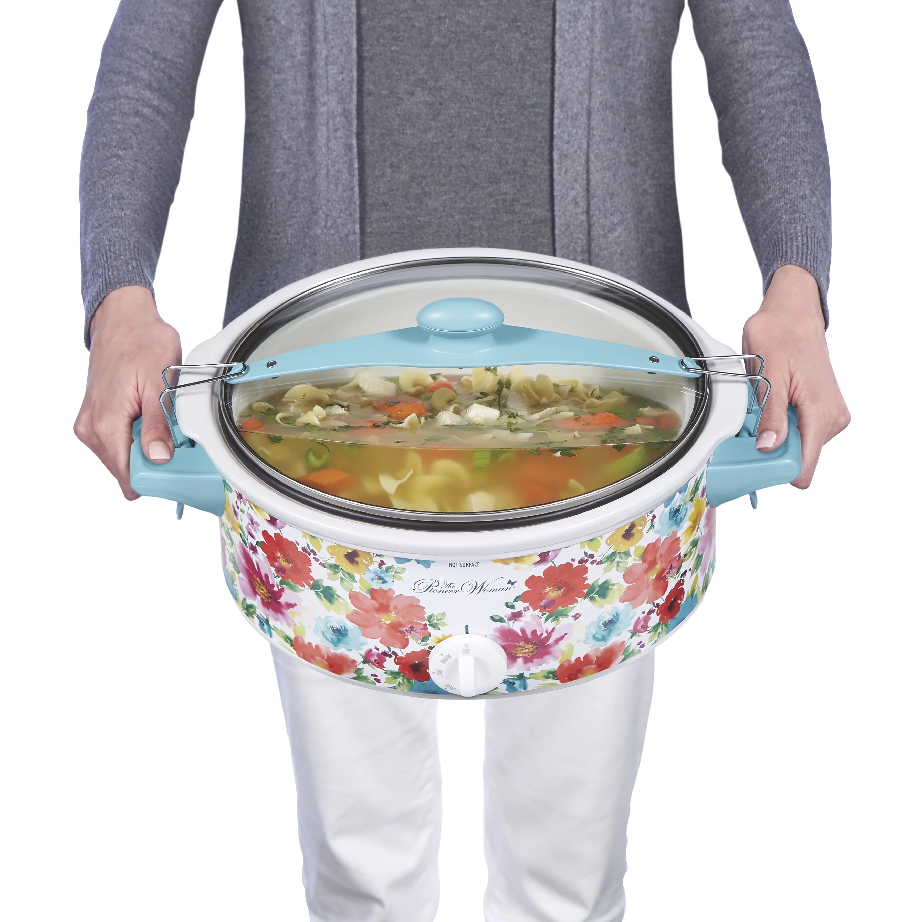 Portable Slow Cooker, 6 Quart, Removable Crock, Breezy Blossom F435696