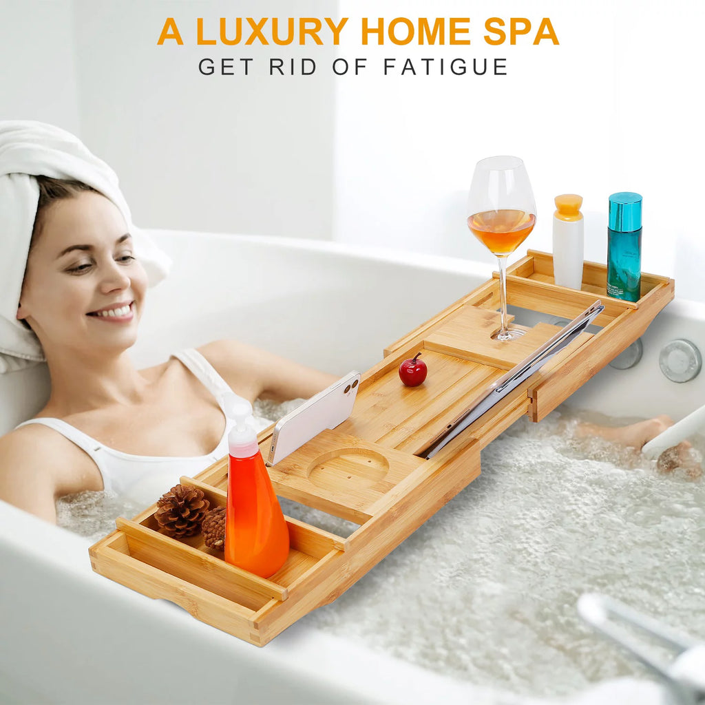 Extendable Bathtub Caddy Tray with Shelves V889