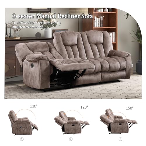 Apricot Manual Recliner Sofa with Cup Holders E129