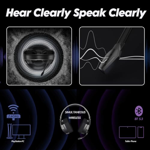Dual Wireless Gaming Headset with Microphone (Black-Orange) O963