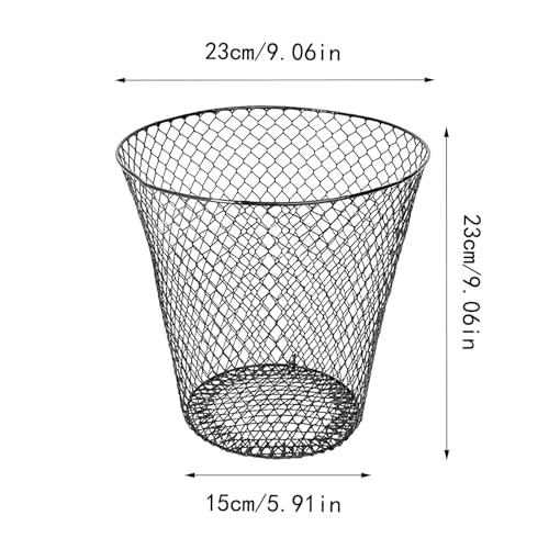 Wire Mesh Round Waste Basket 9 inch Black Z25286