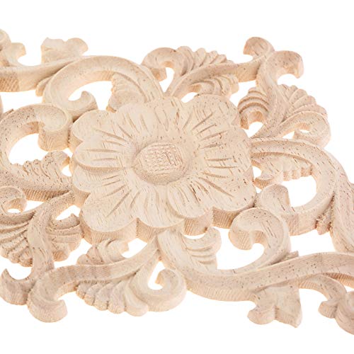Wood Carved Appliques, 2Pcs Wooden Decorative Onlays, 15x10.5cm Y969425