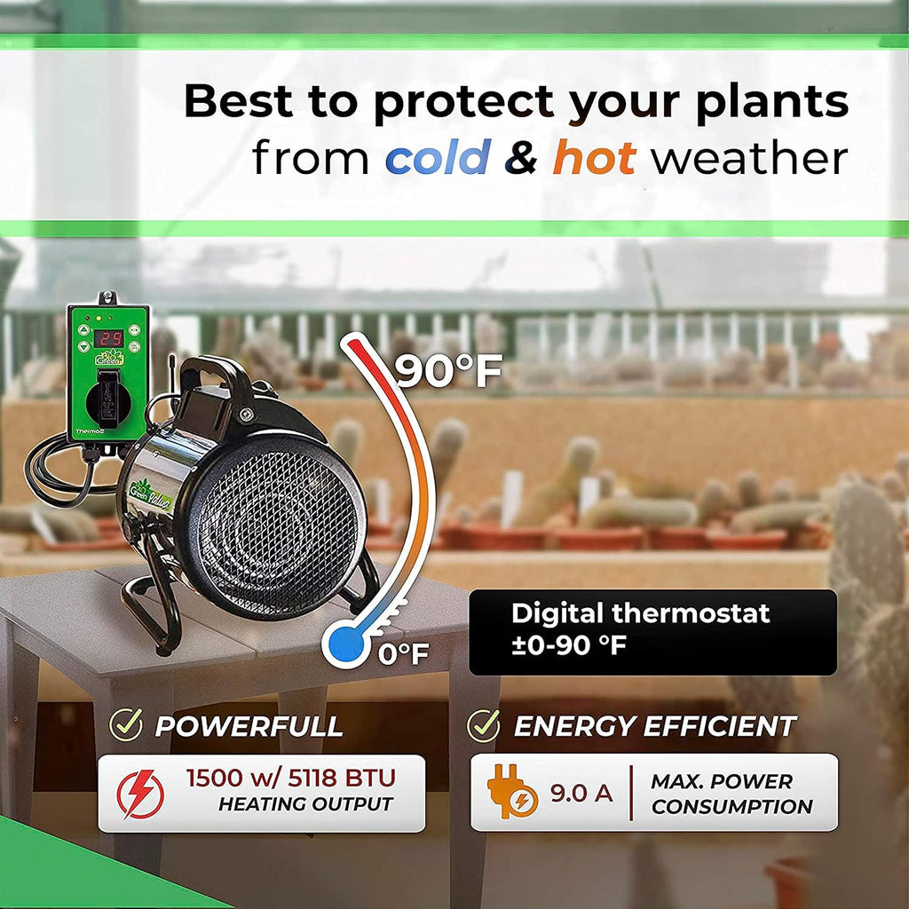 Greenhouse Heater with Thermostat - 11”x 8”x12.5" - 110v Heater J805183