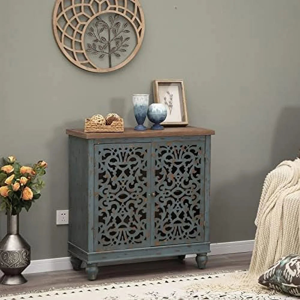 Accent Cabinet with 2 Doors Distressed Wood Frame H861280